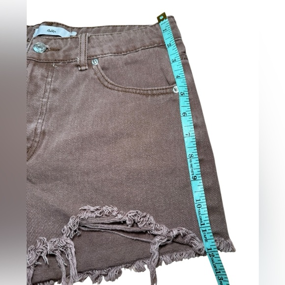 Adika Brown Truffle Cotton Button up Fringed denim Shorts Size Large/32‎ EUC - Picture 6 of 10